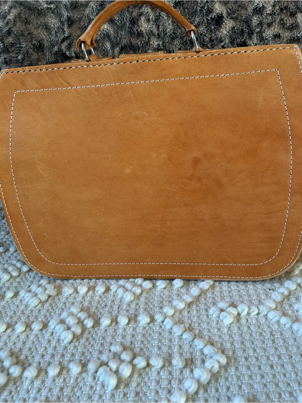 Chaco Tan Leather Messenger Bag with Adjustable Detachable Strap